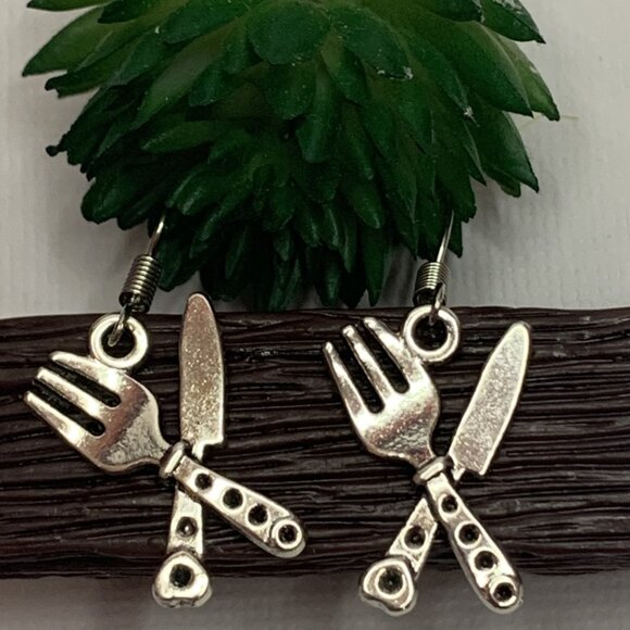 Knife Earring, Fork Earring, Utensil Earring, Chef Earring, Cook Earring, Gift - Picture 4 of 6